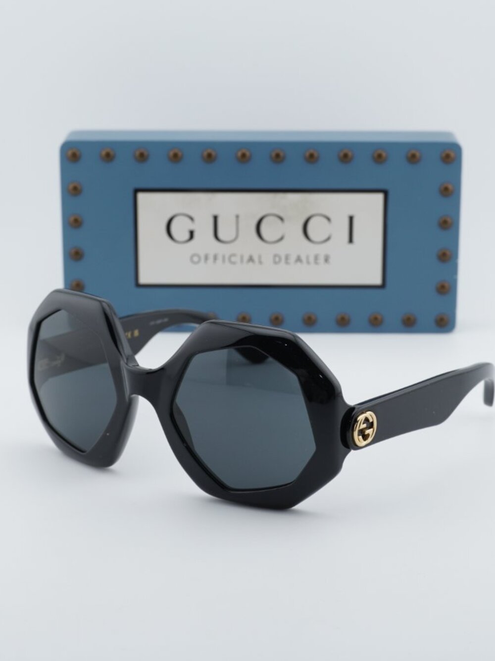 Gucci GG1242S 001 Women Geometric Sunglasses - Black / Grey